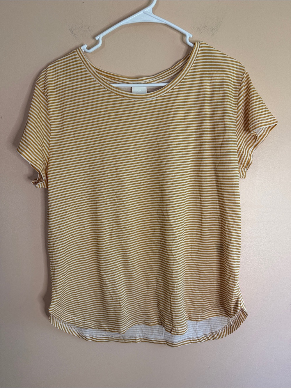 H&M Mustard and White Striped Short Sleeve Tee